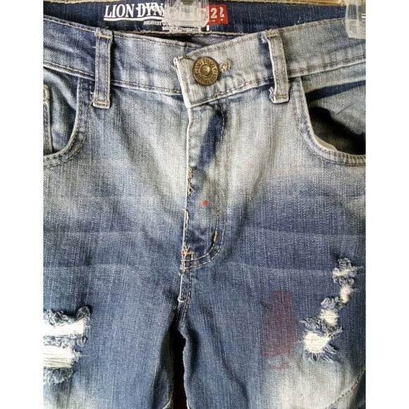 Lion Dynasty Women's Jeans Size 12 Slim Distressed Paint Made In Egypt Blue - Picture 8 of 14
